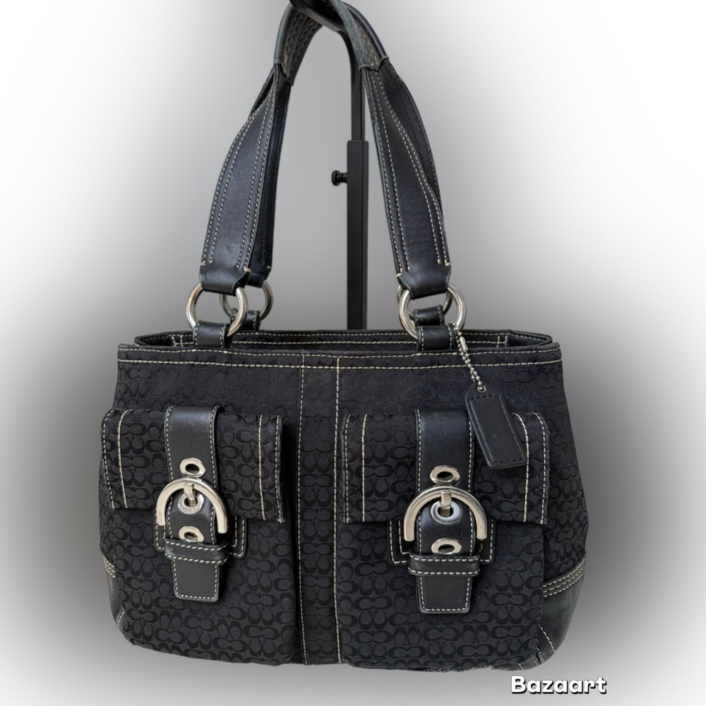 Coach Vintage # 3646 Black Signature Shoulder Bag